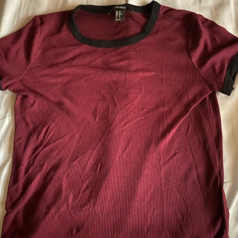 maroon red forever 21 shirt SUPER CUTE